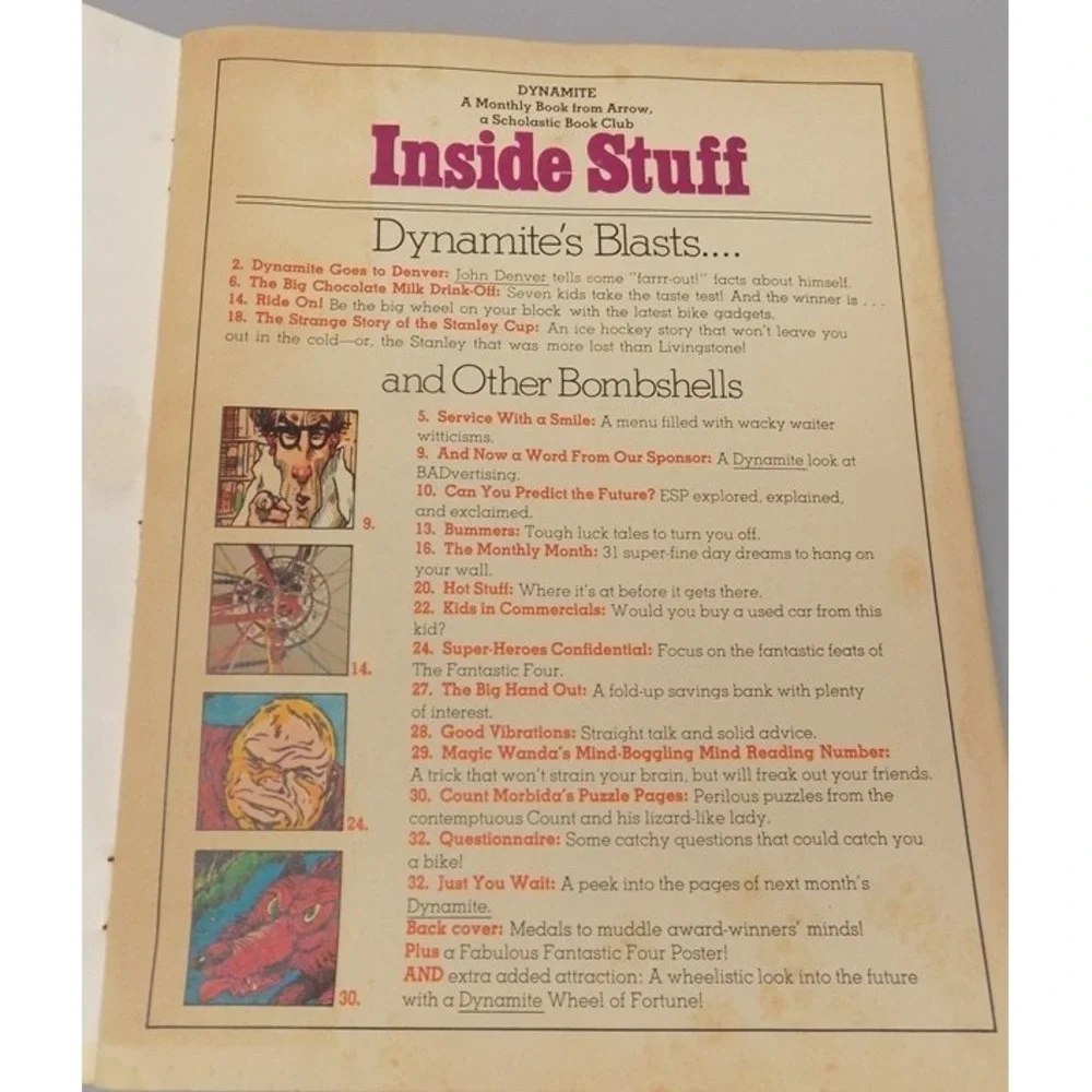 Dynamite Magazine Issue 9 w/ Fantastic Four Poster John Denver Marvel 1975